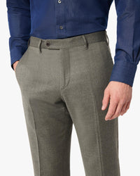 Parker Super 110s Light Stretch Flannel Wool Trouser in Sage (Modern Straight Fit) by Zanella