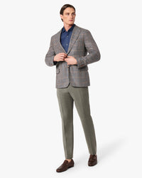 Parker Super 110s Light Stretch Flannel Wool Trouser in Sage (Modern Straight Fit) by Zanella