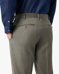 Parker Super 110s Light Stretch Flannel Wool Trouser in Sage (Modern Straight Fit) by Zanella