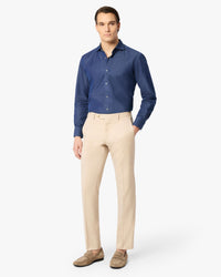 Parker Flat Front Stretch Wool Gabardine Trouser in Light Khaki (Size 36 - MORE COMING SOON!) (Modern Straight Fit) by Zanella