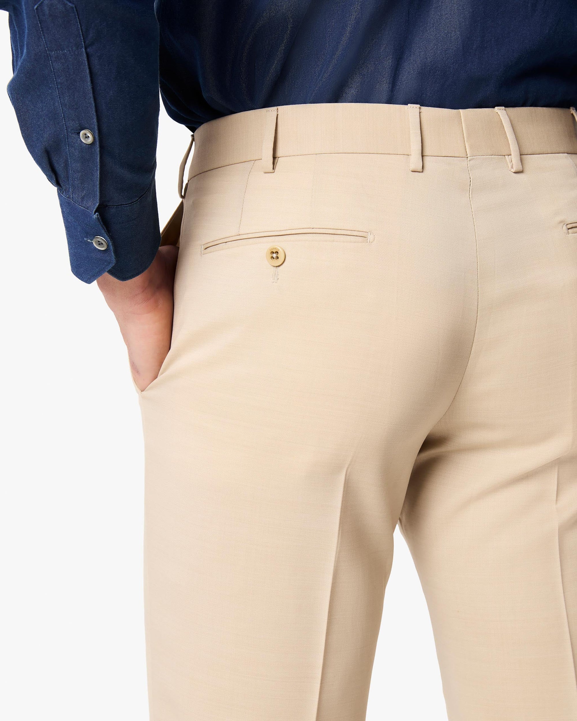 Parker Flat Front Stretch Wool Gabardine Trouser in Light Khaki (Size 36 - MORE COMING SOON!) (Modern Straight Fit) by Zanella