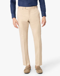 Parker Flat Front Stretch Wool Gabardine Trouser in Light Khaki (Size 36 - MORE COMING SOON!) (Modern Straight Fit) by Zanella