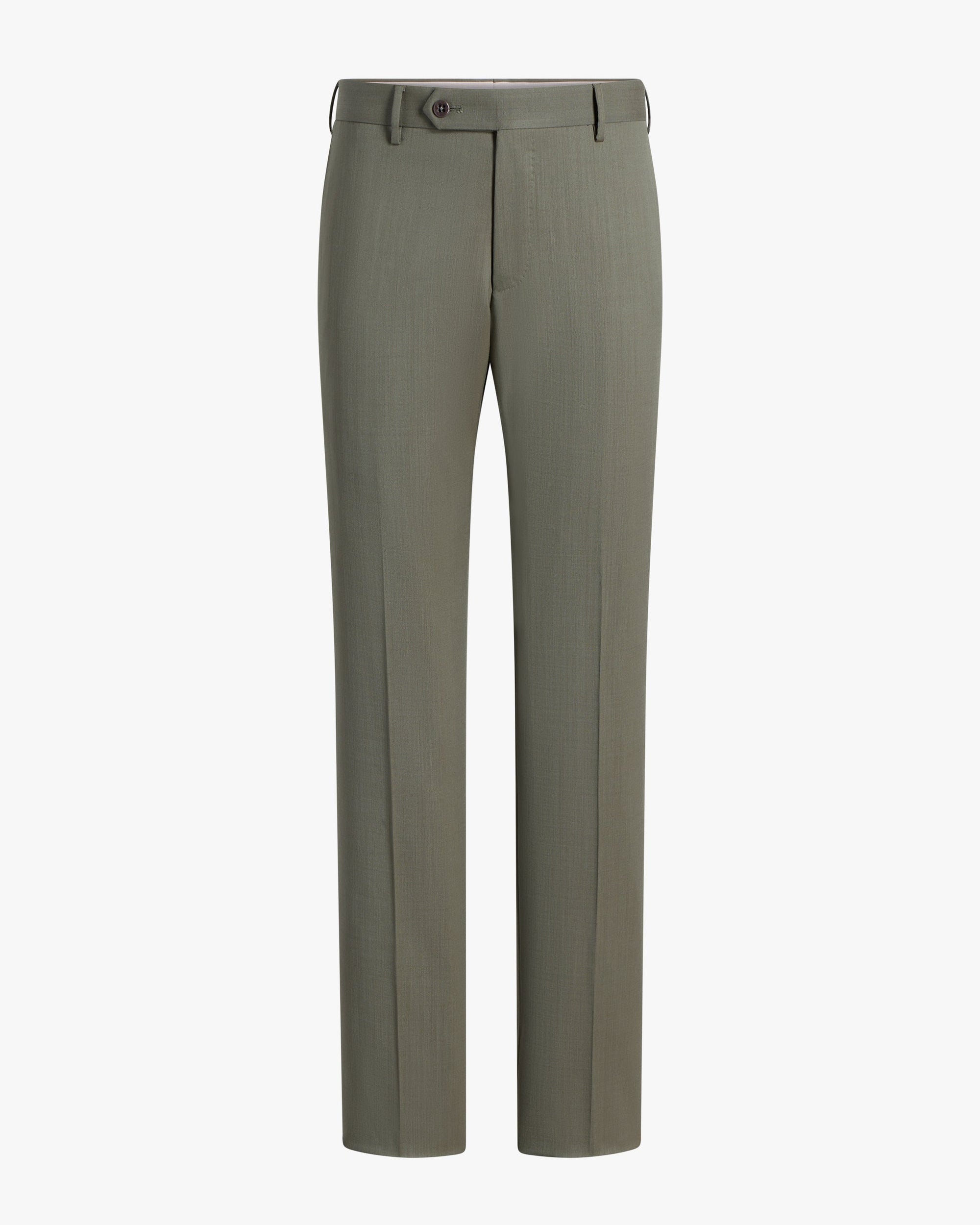 Parker Flat Front Stretch Wool Gabardine Trouser in Olive Mix (Modern Straight Fit) by Zanella