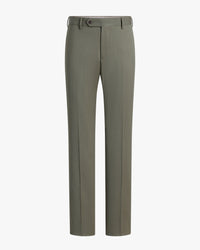 Parker Flat Front Stretch Wool Gabardine Trouser in Olive Mix (Modern Straight Fit) by Zanella