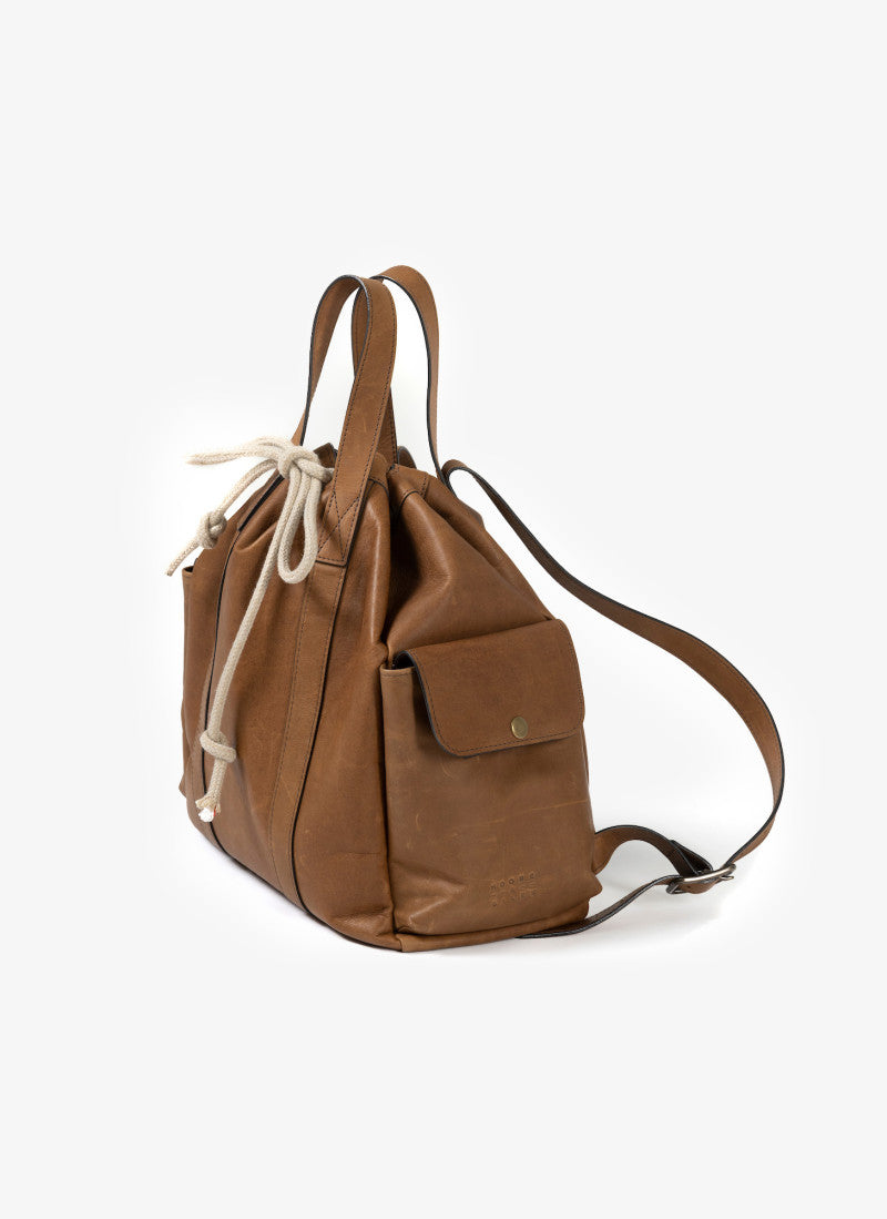 Reclaimed Cinch Top Backpack in Heirloom Oak by Moore & Giles