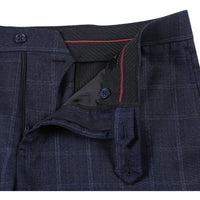 Wool Stretch Single Breasted SLIM FIT Suit in Navy Check (Short, Regular, and Long Available) by English Laundry