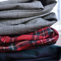 Stretch Wool Fancies Trouser in Black & White Plaid, Size 38 (Milan Double Reverse Pleat) by Berle