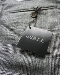 Stretch Wool Fancies Trouser in Black & White Plaid (Hampton Plain Front) by Berle