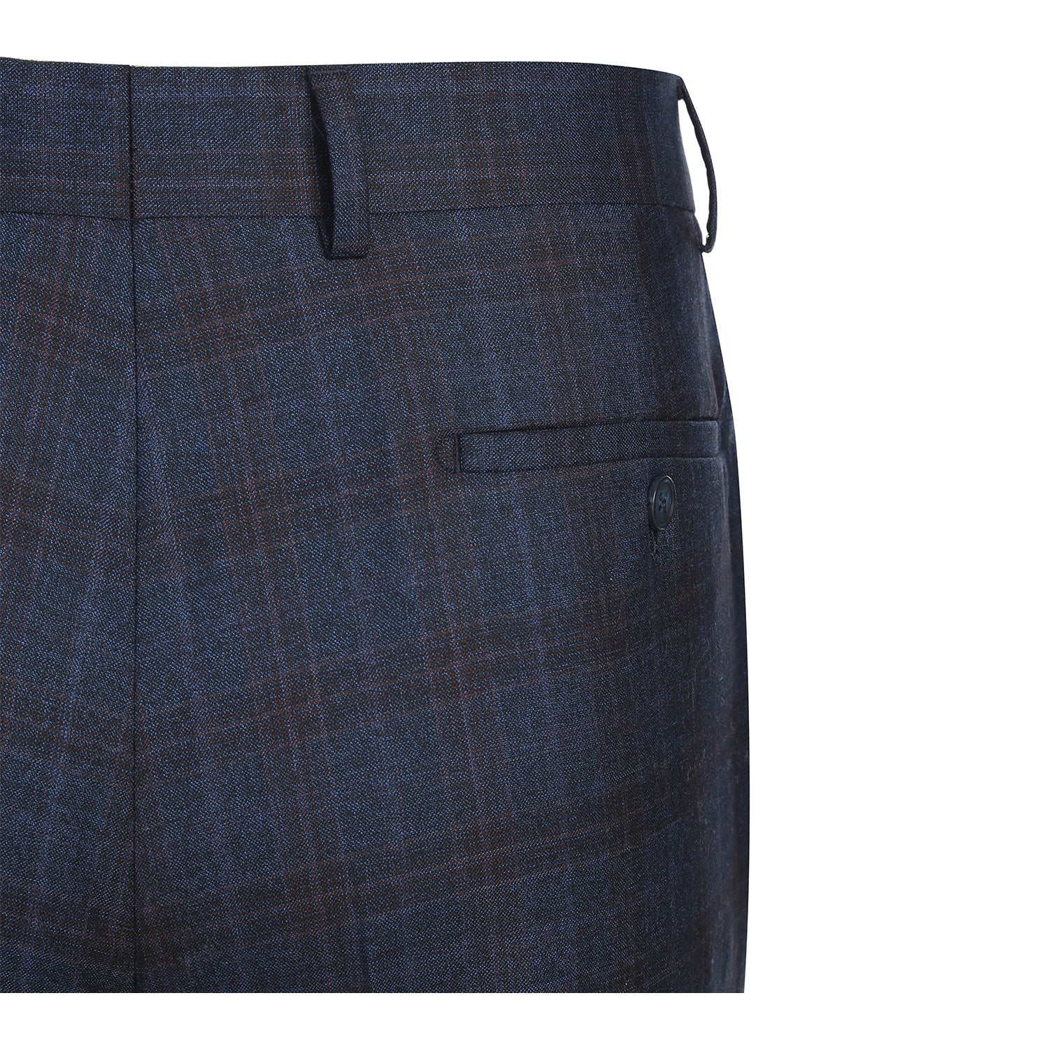 Wool Stretch Single Breasted SLIM FIT Suit in Dark Blue and Burgundy Check (Short, Regular, and Long Available) by English Laundry
