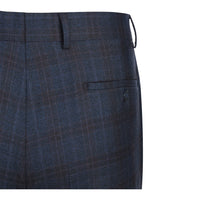 Wool Stretch Single Breasted SLIM FIT Suit in Dark Blue and Burgundy Check (Short, Regular, and Long Available) by English Laundry