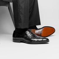 Roma Ostrich Quill Penny Loafer in Black by Zelli Italia