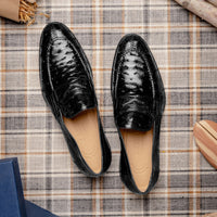 Roma Ostrich Quill Penny Loafer in Black by Zelli Italia