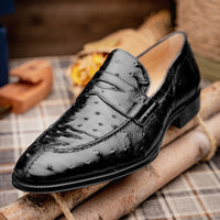 Roma Ostrich Quill Penny Loafer in Black by Zelli Italia