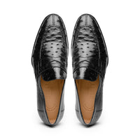 Roma Ostrich Quill Penny Loafer in Black by Zelli Italia