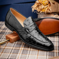 Roma Ostrich Quill Penny Loafer in Black by Zelli Italia