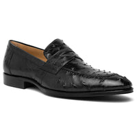 Roma Ostrich Quill Penny Loafer in Black by Zelli Italia