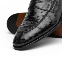 Roma Ostrich Quill Penny Loafer in Black by Zelli Italia