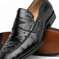 Roma Ostrich Quill Penny Loafer in Black by Zelli Italia