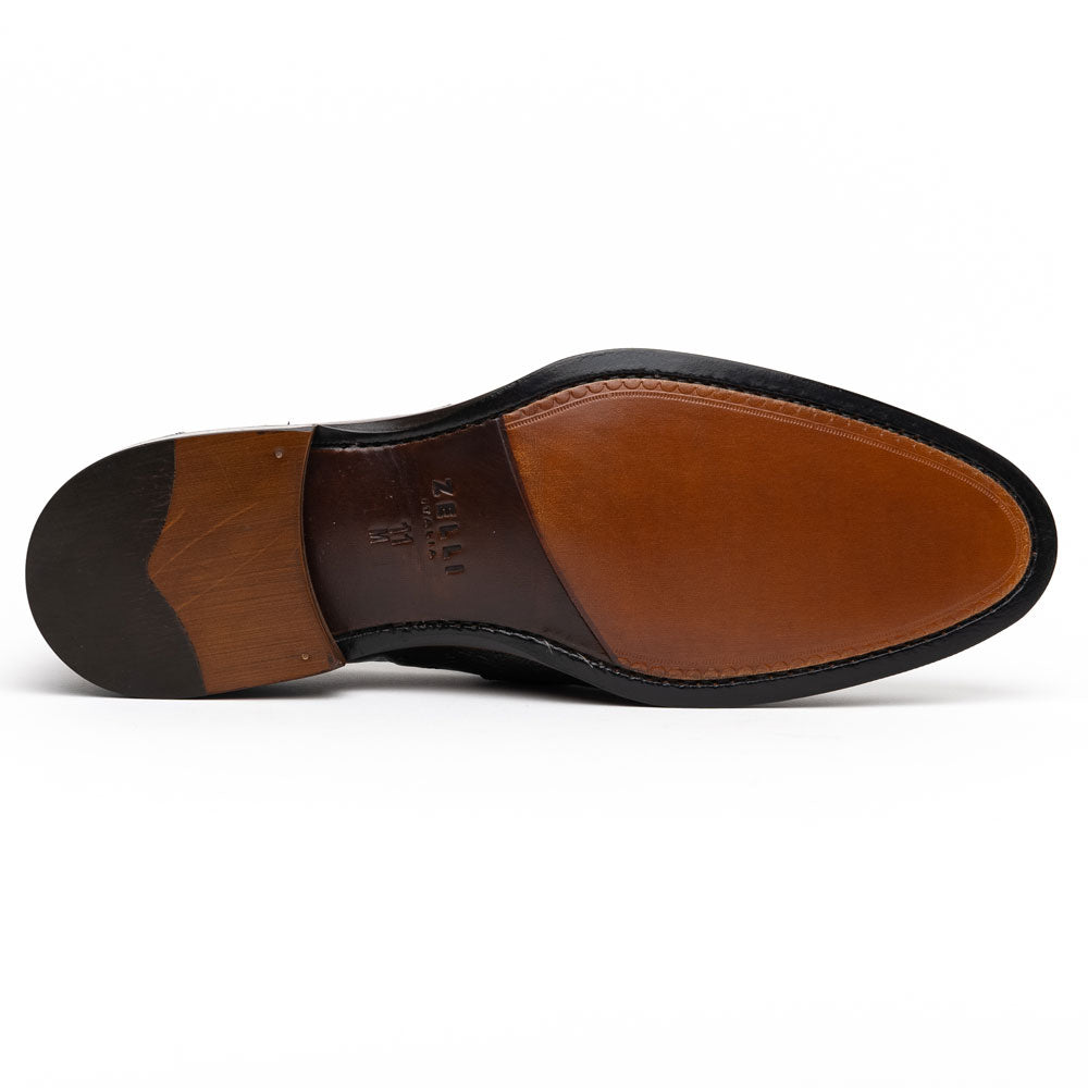 Roma Ostrich Quill Penny Loafer in Black by Zelli Italia
