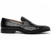 Roma Ostrich Quill Penny Loafer in Black by Zelli Italia