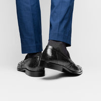 Roma Ostrich Quill Penny Loafer in Black by Zelli Italia