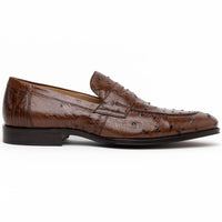 Roma Ostrich Quill Penny Loafer in Brown by Zelli Italia