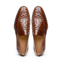 Roma Ostrich Quill Penny Loafer in Brown by Zelli Italia