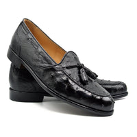 Franco Ostrich Quill Tassel Loafer in Black by Zelli Italia