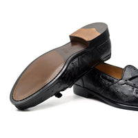Franco Ostrich Quill Tassel Loafer in Black by Zelli Italia