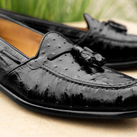 Franco Ostrich Quill Tassel Loafer in Black by Zelli Italia