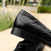 Franco Ostrich Quill Tassel Loafer in Black by Zelli Italia