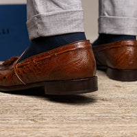 Franco Ostrich Quill Tassel Loafer in Brown by Zelli Italia