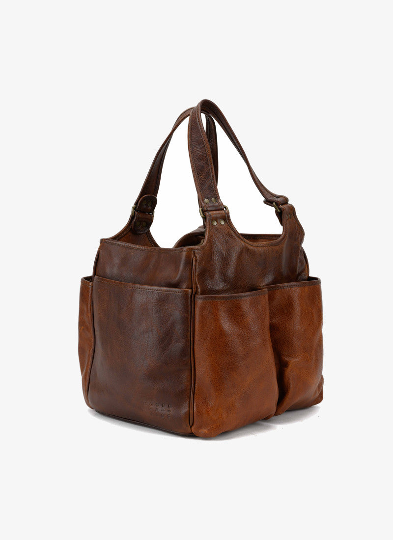 Belle Picnic Tote in Titan Milled Honey & Titan Milled Brown by Moore & Giles