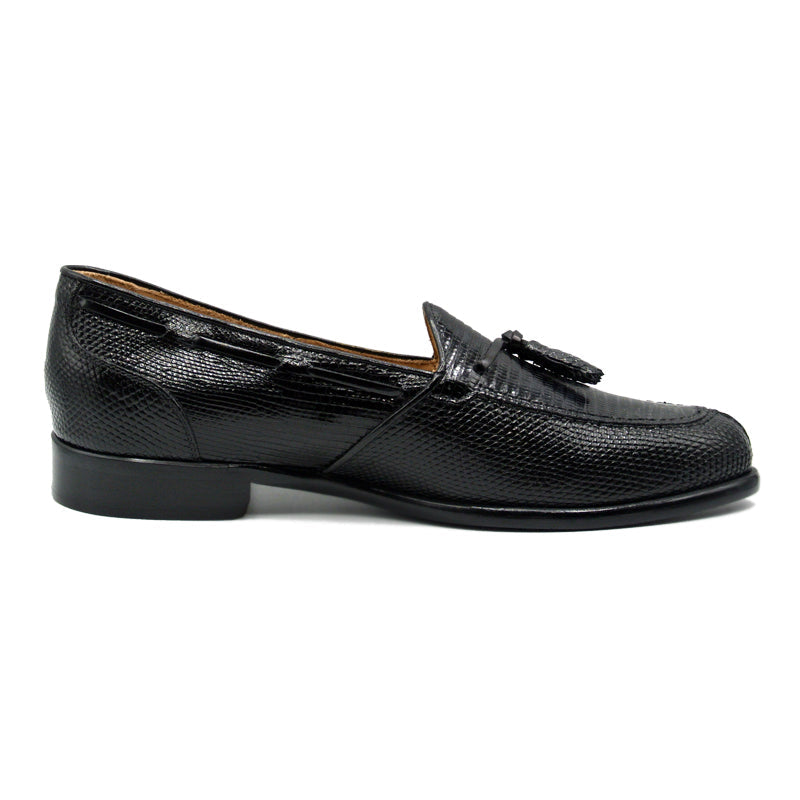 Franco Teju Lizard Tassel Loafer in Black by Zelli Italia