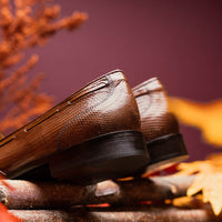 Franco Teju Lizard Tassel Loafer in Cognac by Zelli Italia