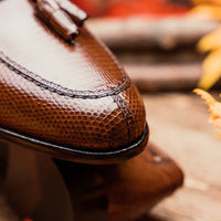 Franco Teju Lizard Tassel Loafer in Cognac by Zelli Italia
