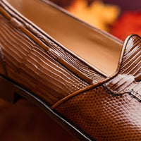 Franco Teju Lizard Tassel Loafer in Cognac by Zelli Italia