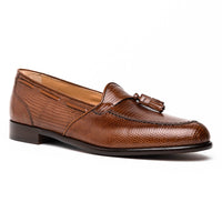 Franco Teju Lizard Tassel Loafer in Cognac by Zelli Italia