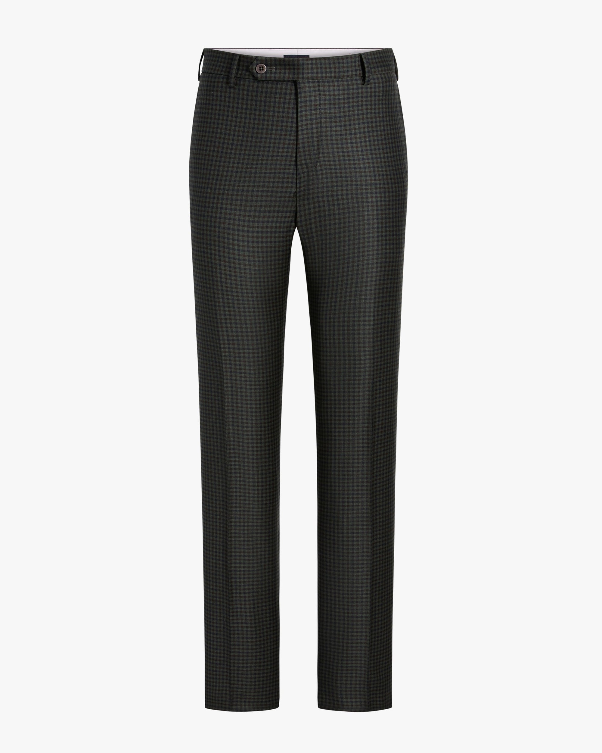 Parker 130s Wool Trouser in Dark Olive Multi Check (Modern Straight Fit) by Zanella