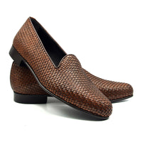 Cestino Basketweave Italian Calfskin Loafer in Cognac by Zelli Italia