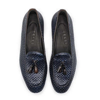 Tino Woven Italian Calfskin Tassel Loafer in Navy by Zelli Italia
