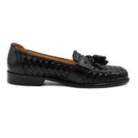 Riviera Basketweave Italian Calfskin Tassel Loafer in Black by Zelli Italia