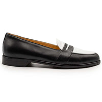 Alba Calfskin Penny Loafer in Black/White by Zelli Italia