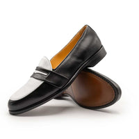 Alba Calfskin Penny Loafer in Black/White by Zelli Italia