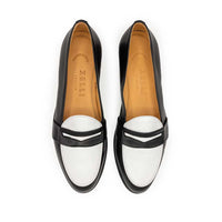 Alba Calfskin Penny Loafer in Black/White by Zelli Italia