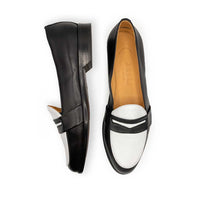 Alba Calfskin Penny Loafer in Black/White by Zelli Italia
