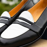 Alba Calfskin Penny Loafer in Black/White by Zelli Italia