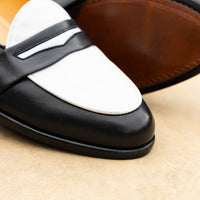 Alba Calfskin Penny Loafer in Black/White by Zelli Italia