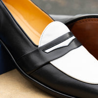 Alba Calfskin Penny Loafer in Black/White by Zelli Italia