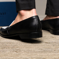 Alba Calfskin Penny Loafer in Black/White by Zelli Italia